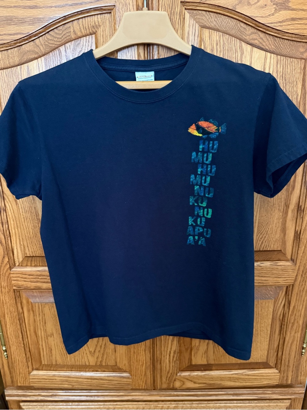 Crazy Shirts Humu Kalakoa Navy Short Sleeve Crewneck T-Shirt